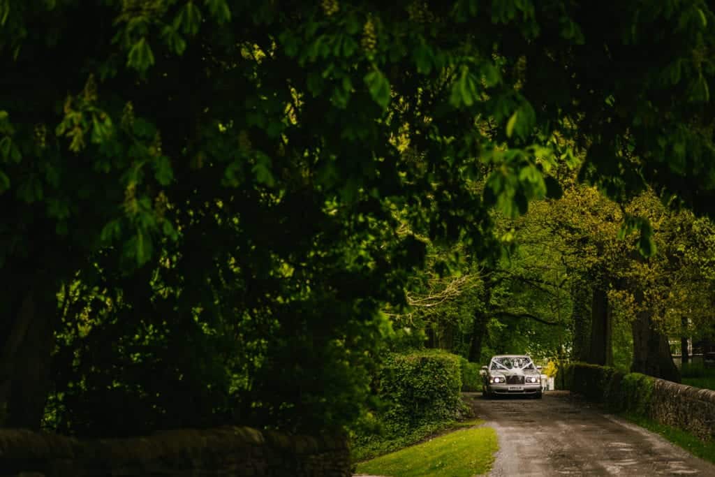 wedding car arriving