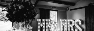 Black and white wedding venue